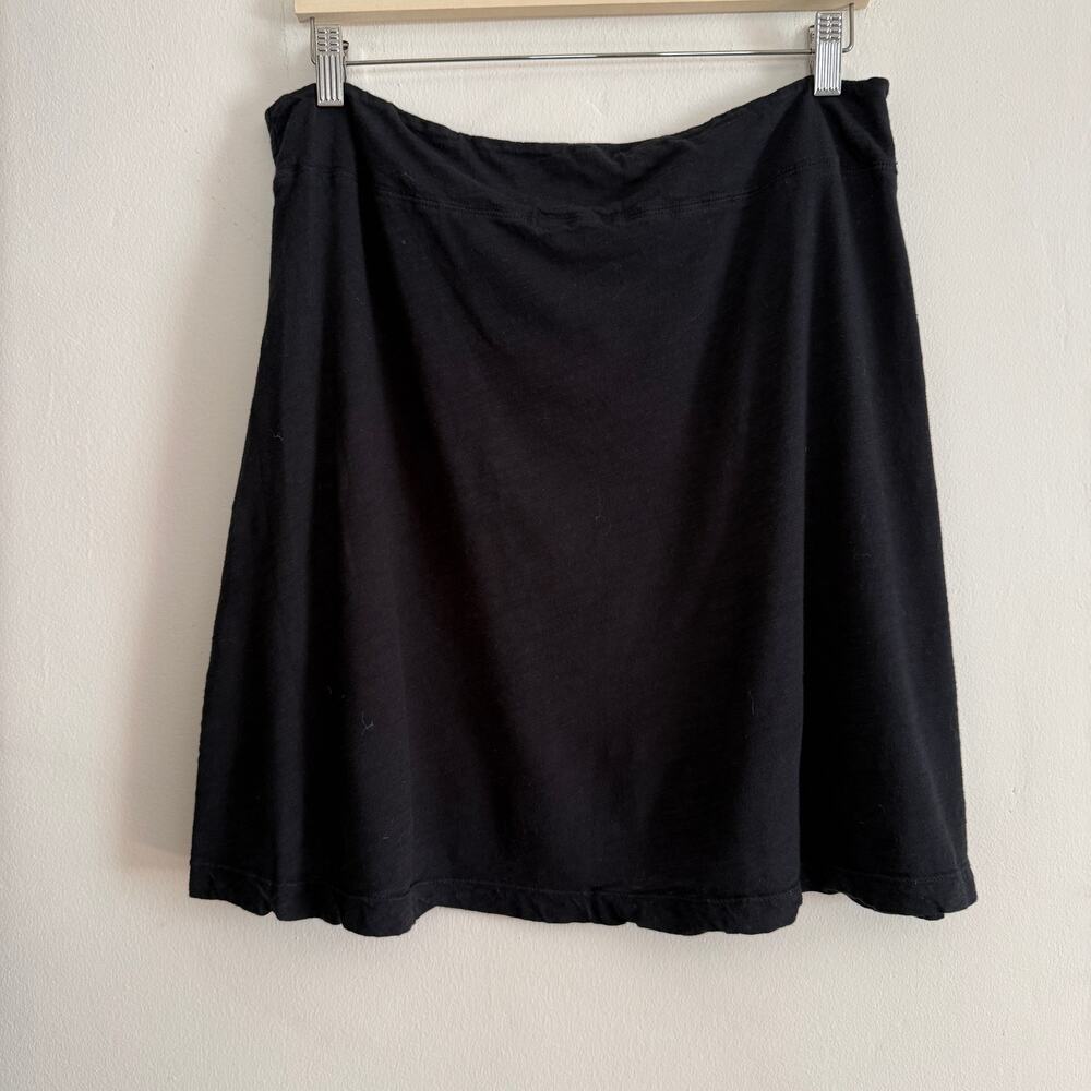 FRESH PRODUCE | Black Slub Cotton Jersey Pull on casual miniskirt | Large